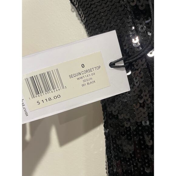 NWT WeWoreWhat Embellished Sequin Strapless Fitted Corset Top Black Women's 0 - Picture 5 of 6